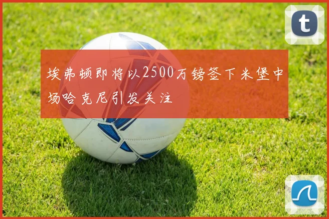 埃弗顿即将以2500万镑签下米堡中场哈克尼引发关注